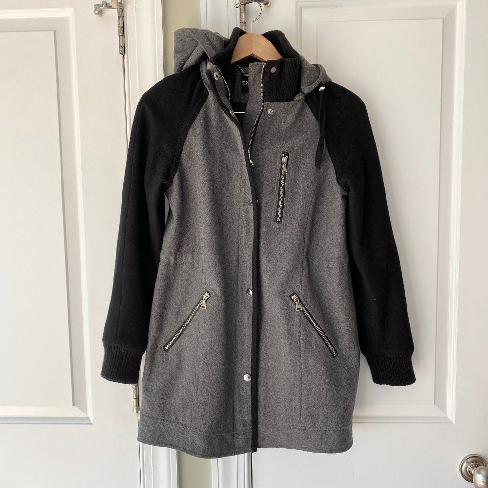 Express Wool Coat XS with Detachable Hood